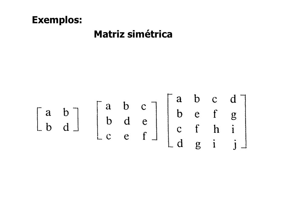 Exemplos: Matriz simétrica