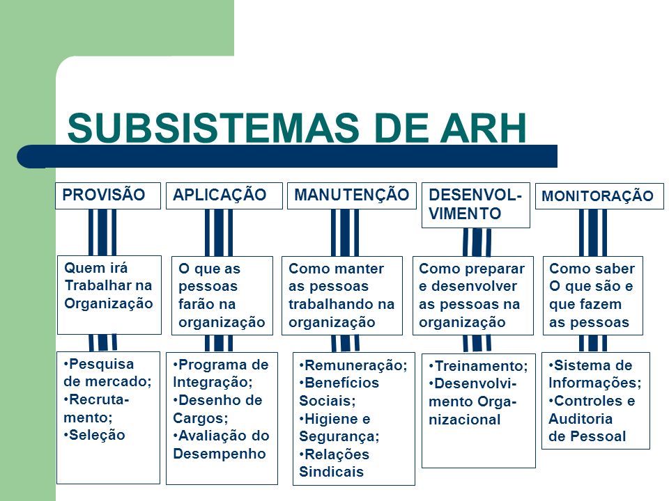 SUBSISTEMAS DE ARH PROVISÃO APLICAÇÃO MANUTENÇÃO DESENVOL-VIMENTO