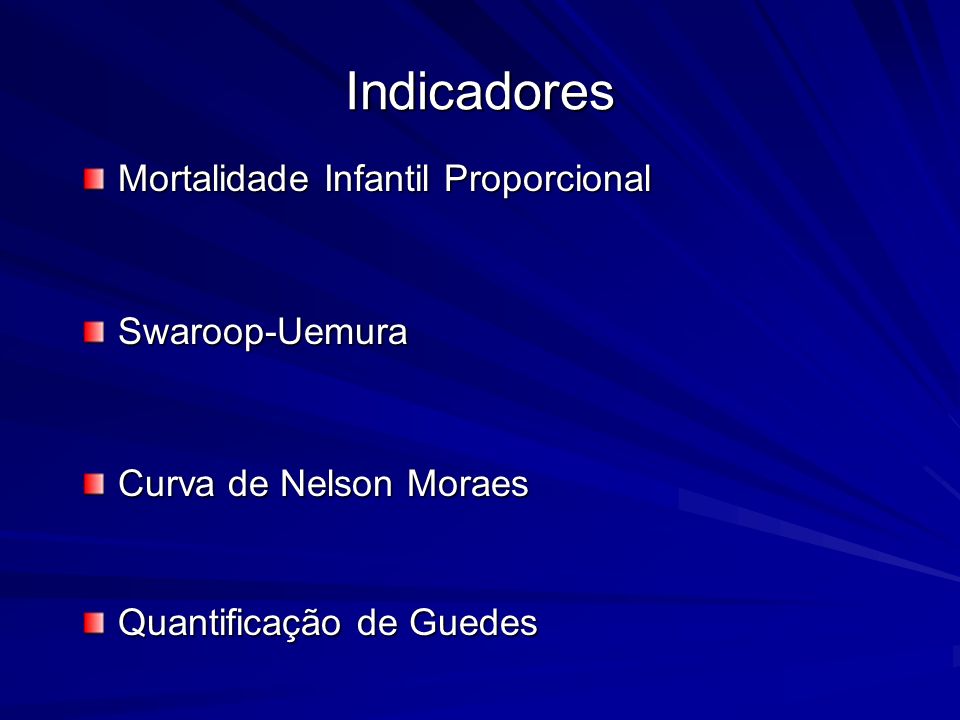 Indicadores Mortalidade Infantil Proporcional Swaroop-Uemura