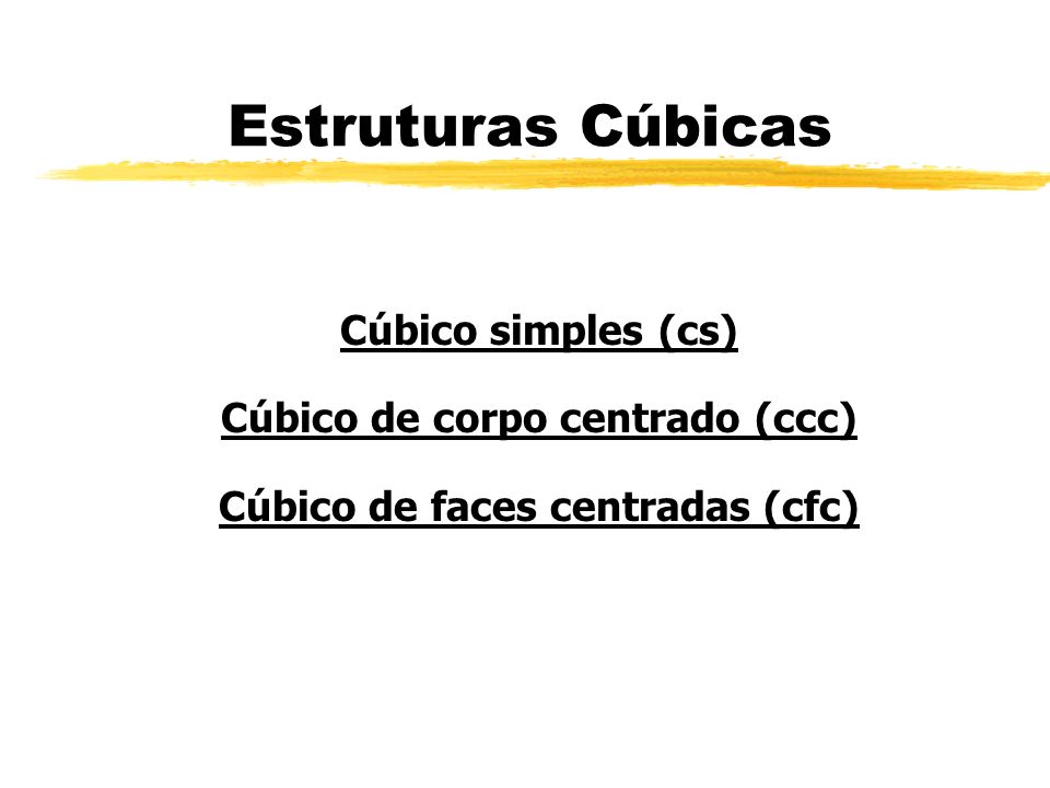 Cúbico de corpo centrado (ccc) Cúbico de faces centradas (cfc)