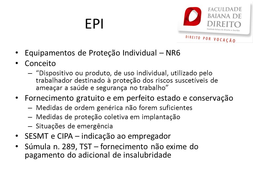 EPI Equipamentos de Proteção Individual – NR6 Conceito