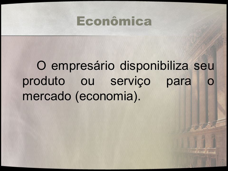 Econômica O empresário disponibiliza seu produto ou serviço para o mercado (economia).
