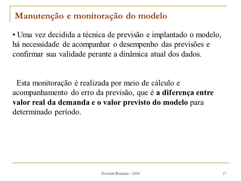 Manutenção e monitoração do modelo