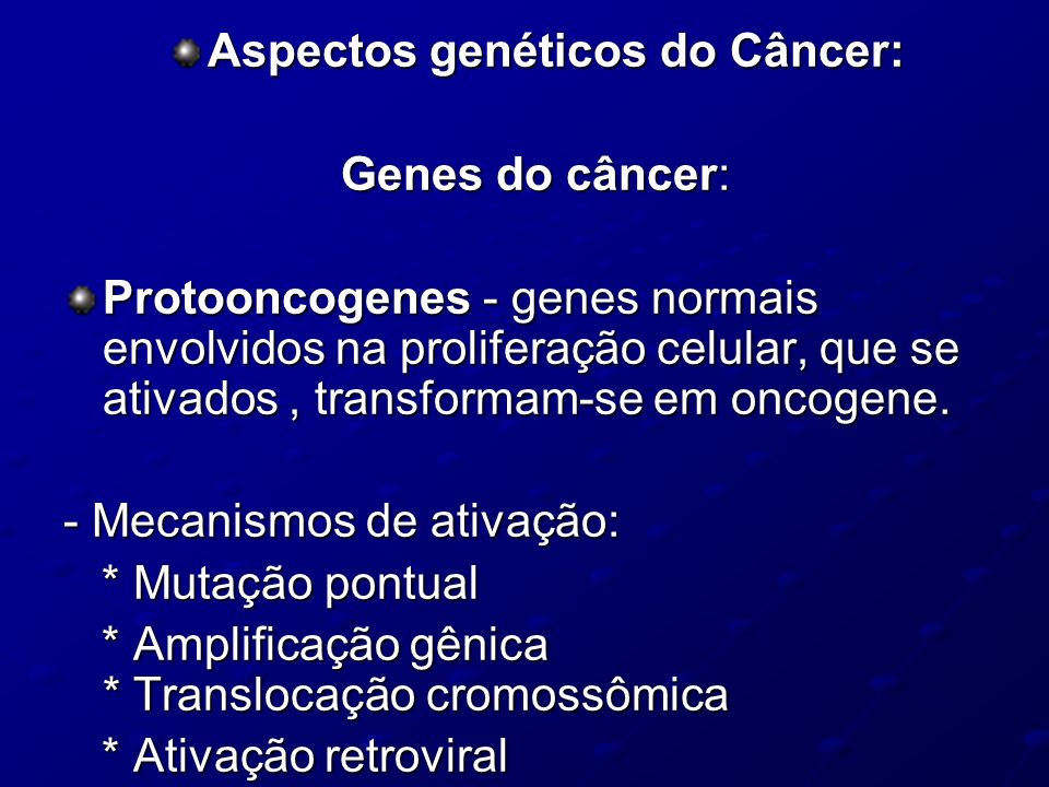 Aspectos genéticos do Câncer: