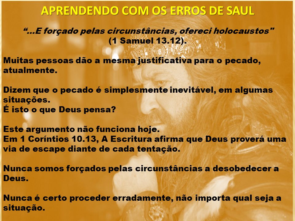 APRENDENDO COM OS ERROS DE SAUL