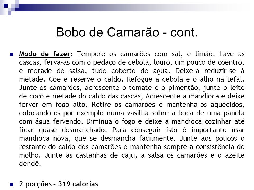 Bobo de Camarão - cont.
