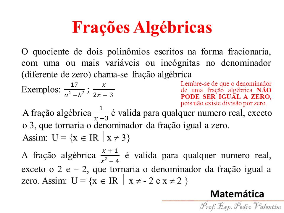 SIMPLIFICANDO FRAÇÕES ALGÉBRICAS 