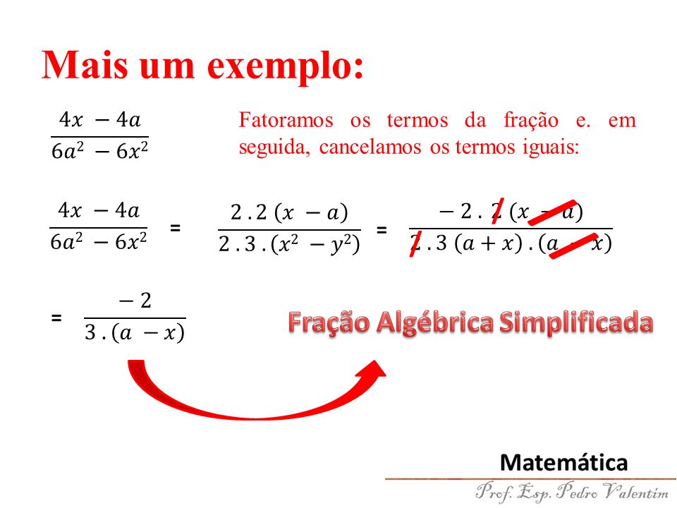 SIMPLIFICAÇÃO DE FRAÇÕES ALGÉBRICAS