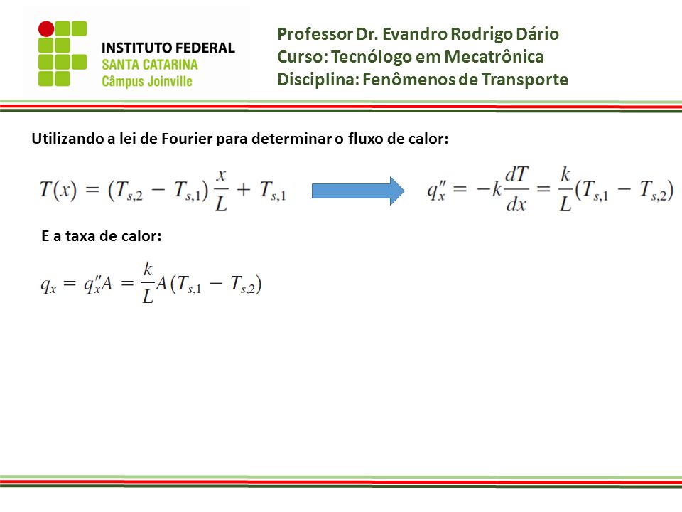 Utilizando a lei de Fourier para determinar o fluxo de calor: