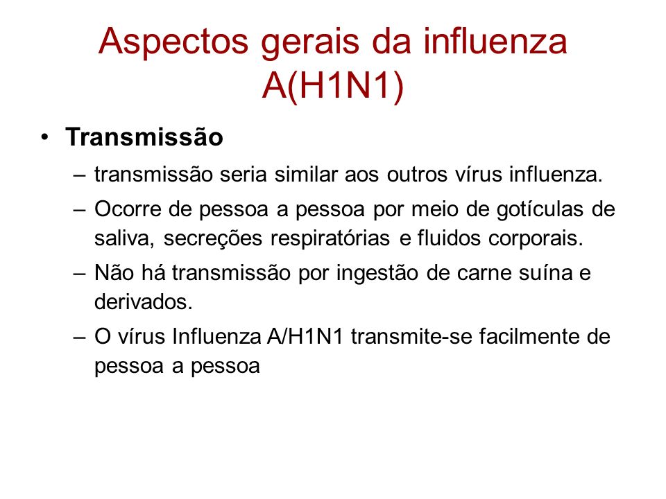 Aspectos gerais da influenza A(H1N1)
