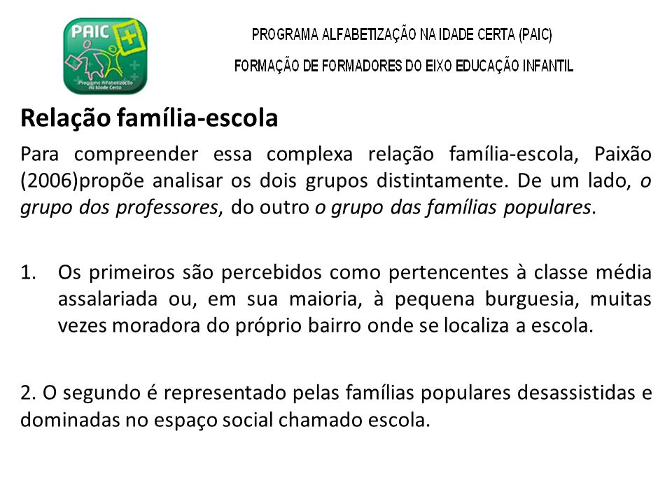 RELACIONAMENTO FAMÍLIA x ESCOLA. - ppt carregar